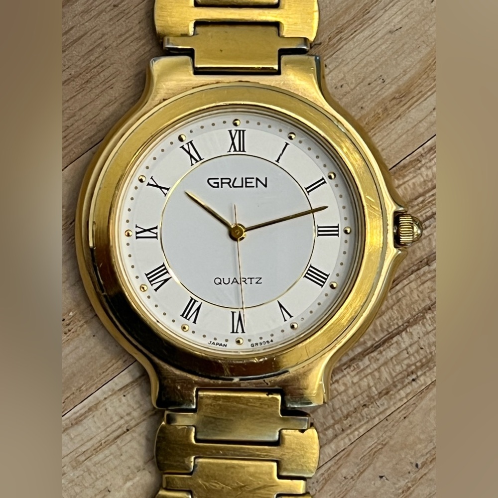 Gruen Men’s Watch White Dial Gold-Tone Stainless Bracelet